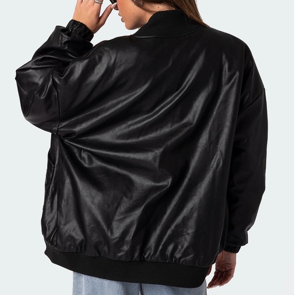 Edikted Black Leather Jacket - Picture 5 of 5